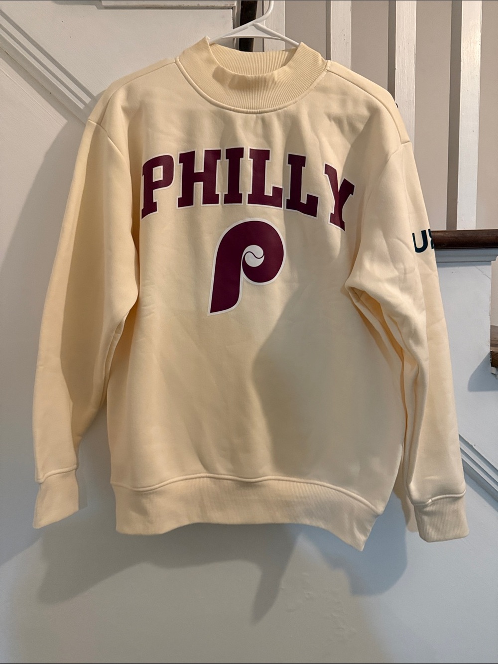 PHILLY Graphic Crewneck Sweater - Cream with Maroon Logo
